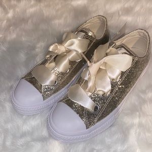 Kids Gold Sequin Low-top Converse Sneakers